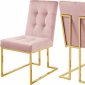 Pierre Dining Chair 714 Set of 2 Pink Velvet Fabric by Meridian