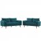 Revive Sofa & Loveseat Set in Teal Fabric by Modway