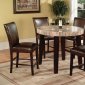 Faux Travertine Round Top Modern 5Pc Counter Height Dining Set