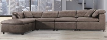 Audrey Sectional Sofa 55105 in Brown Stone Microfiber by Acme [AMSS-55105-Audrey]