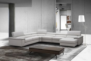 Kobe Sectional Sofa in Silver Gray Premium Leather by J&M [JMSS-Kobe Silver Gray]