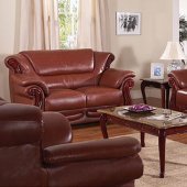 Elegant Dark Brown Bonded Leather Living Room Sofa w/Options