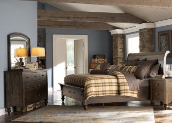 Southern Pines Bedroom 5Pc Set 818-BR-QSB in Bark w/Storage Bed [LFBS-818-BR-QSB-Southern-Pine]