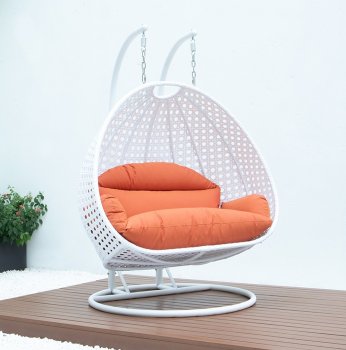 Wicker Hanging Double Egg Swing Chair ESCW-57OR by LeisureMod [LMOUT-ESCW-57OR]