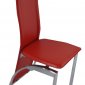 Set of 4 Red Leatherette Modern Dining Chairs w/Chromed Legs