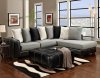 Black Vinyl & Grey Fabric Modern Sectional Sofa w/Options