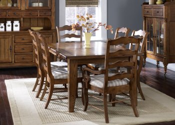 Rustic Oak Finish Formal Dining Table w/Options [LFDS-17-DR-C1070]