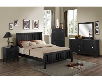 Black Finish Contemporary Bedroom w/Optional Items [HEBS-819BK]