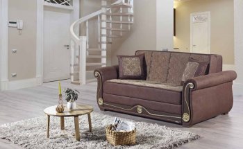 American Style Prime Loveseat Bed in Brown Fabric by Mobista [MTLS-American Style Prime Brown]