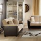 Cream Microfiber & Bonded Leather Base Sofa Bed w/Storage