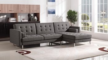 1471 Sectional Sofa in Grey Fabric by ESF w/Sleeper [EFSS-1471]