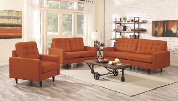 Kesson Sofa & Loveseat Orange Fabric 505371 by Coaster w/Options [CRS-505371 Kesson]