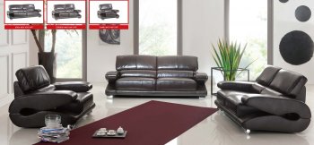 Dark Brown Top Grain Leather Modern Sofa w/Options [EFS-388]