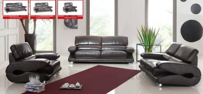 Dark Brown Top Grain Leather Modern Sofa w/Options