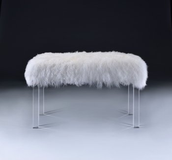 Bagley Bench 96505 in White Tibet Wool & Acrylic by Acme [AMBN-96505-Bagley]