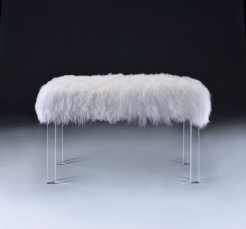 Bagley Bench 96505 in White Tibet Wool & Acrylic by Acme