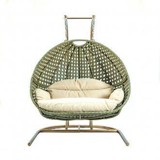 Wicker Hanging Double Egg Swing Chair ESCU57BG by LeisureMod