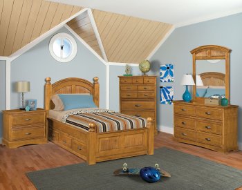 Medium Brown Finish Traditional Youth Bedroom w/Optional Bed [HLBS-B920]