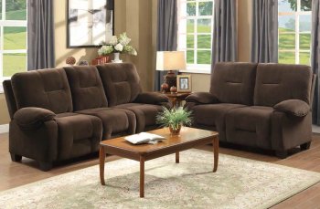 8514 Auburn Sofa Chocolate Microfiber by Homelegance w/Options [HES-8514 Auburn]