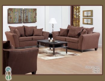 Chocolate Fabric Elegant Modern Sofa & Loveseat Set w/Options [PNS-U382]