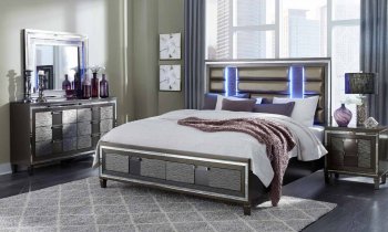 Pisa Bedroom in Metallic Grey by Global w/Options [GFBS-Pisa Metallic Grey]