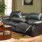 Black Bonded Leather Contemporary Reclining Livng Room Sofa