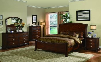 Cherry Finish Stylish Bedroom W/Sunburst Inlays Details [CRBS-153-200051]