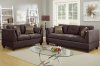 F6917 Sofa & Loveseat Set in Dark Brown Velveteen Fabric by Boss