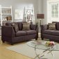 F6917 Sofa & Loveseat Set in Dark Brown Velveteen Fabric by Boss