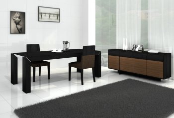 Black Oak Finish Modern Dining Table w/Options [JMDS-Earth]