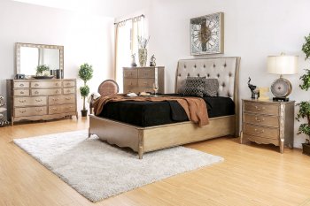 Celine 5Pc Bedroom Set CM7432 in Brushed Gold Color w/Options [FABS-CM7432-Celine]