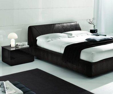 Dark Brown Modern Bedroom Set w/Kaiman Leather Bed