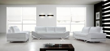 Vanity Sofa 3Pc Set in White Leather 0744 by VIG [VGS-Vanity 0744 White]