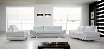 Vanity Sofa 3Pc Set in White Leather 0744 by VIG