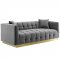 Vivacious Sofa in Gray Velvet Fabric by Modway