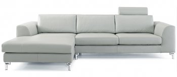 Angela Sectional Sofa in Gray Leather by Whiteline [WLSS-Angela Gray]