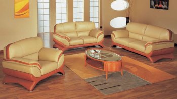 Orange and Beige Leather Living Room Set [CVS-Cordoba]