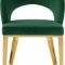 Roberto Dining Chair 765 Set of 2 Green Velvet Fabric - Meridian