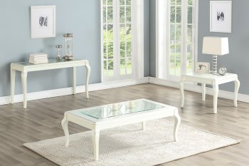 F6367 3Pc Coffee & End Table Set in Ivory by Poundex w/Options [PXCT-F6367 Ivory]