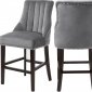 Oxford Counter Stool 722 Set of 2 Grey Velvet Fabric - Meridian