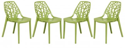 Cornelia Set of 4 Dining Chairs C18SG in Green by LeisureMod