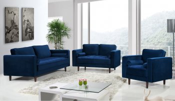 Emilly Sofa 625 in Navy Velvet Fabric by Meridian w/Options [MRS-625 Emily Navy]