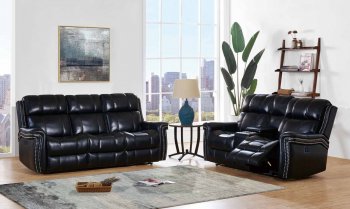 U1707 Power Motion Sofa Black Bonded Leather by Global w/Options [GFS-U1707]