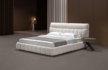 HF021 Upholstered Bed in White by J&M [JMB-HF021]