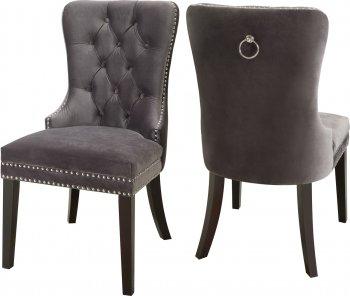 Nikki Dining Chair 740 Set of 2 Grey Velvet Fabric by Meridian [MRDC-740 Nikki Grey]