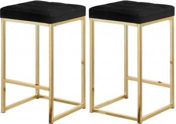 Nicola Counter Stool 906 Set of 2 Black Velvet Fabric -Meridian [MRBA-906 Nicola Black]