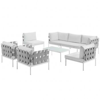 Harmony EEI-2619 8Pc Outdoor Aluminum Sectional Sofa Set [MWOUT-EEI-2619-SET]