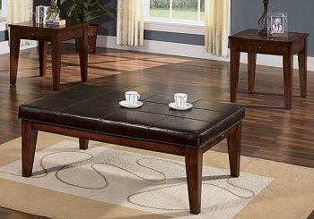 Stitched Padded Leather Top Contemporary Cocktail Ottoman [HLCT-T472]