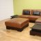 Brown Full Leather Modern Sectional Sofa W/Built-in Side Tables