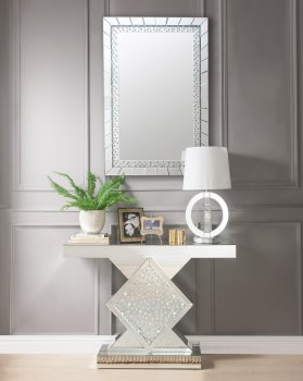 Nysa Console Table & Mirror Set 90068 in Mirror by Acme [AMCT-90068-Nysa]